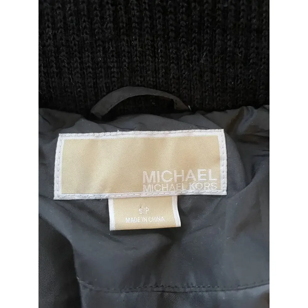 Michael Kors Black Down Filled Faux Fur Hood Size S/P Jacket